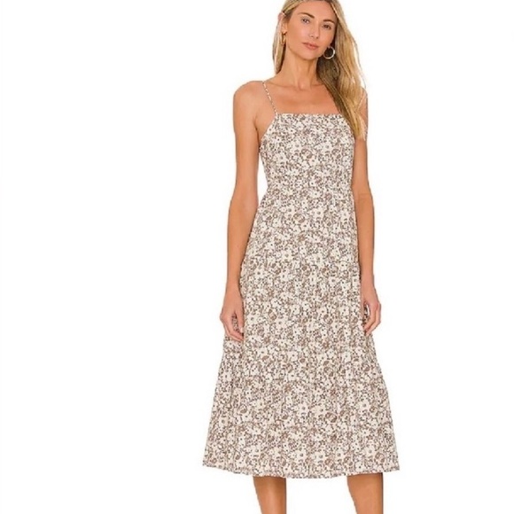 Rails Dresses & Skirts - Rails Leni Cafe Floral Dress Extra Small Beige Floral Tiered Spaghetti Straps